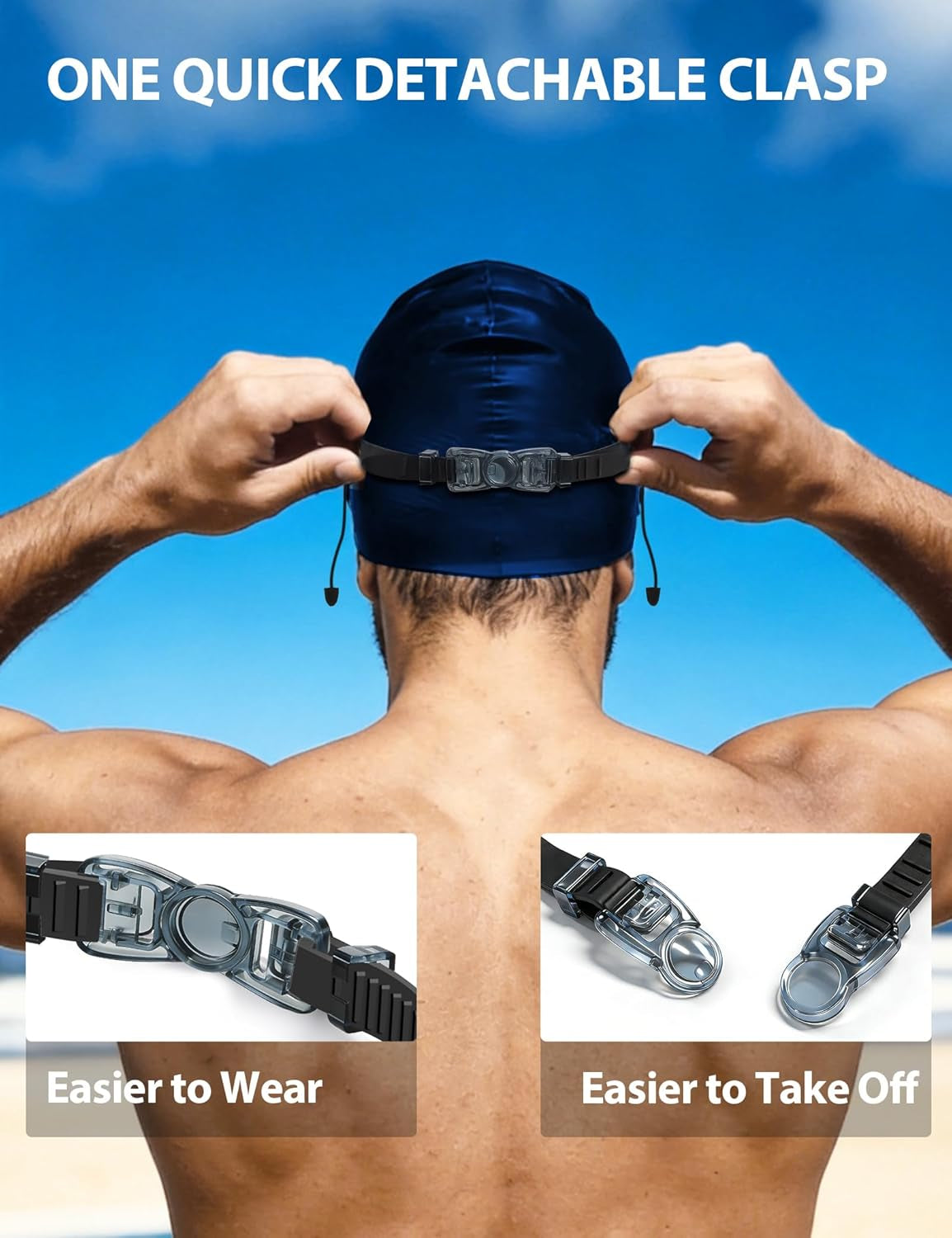 2 Pack Swim Goggles Adult, Frameless Wide View Anti-Fog UV No Leak Swimming Goggles with Attached Earplugs Men Women