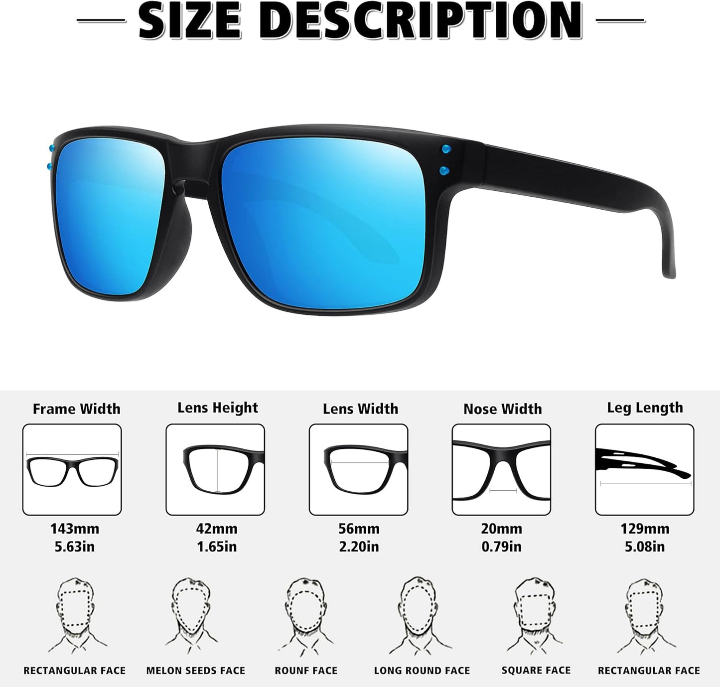 Polarized Sunglasses for Men Women Sports Driving Fishing Glasses UV400 Protection